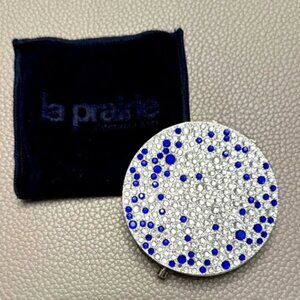 New La Prairie Silver and Blue Crystal Compact Double Mirror Limited Edition